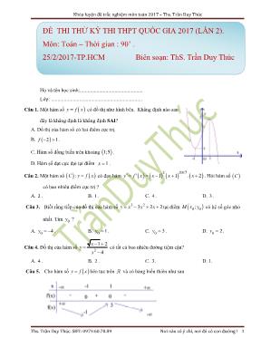 Đề thi thử kỳ thi THPT quốc gia môn Toán